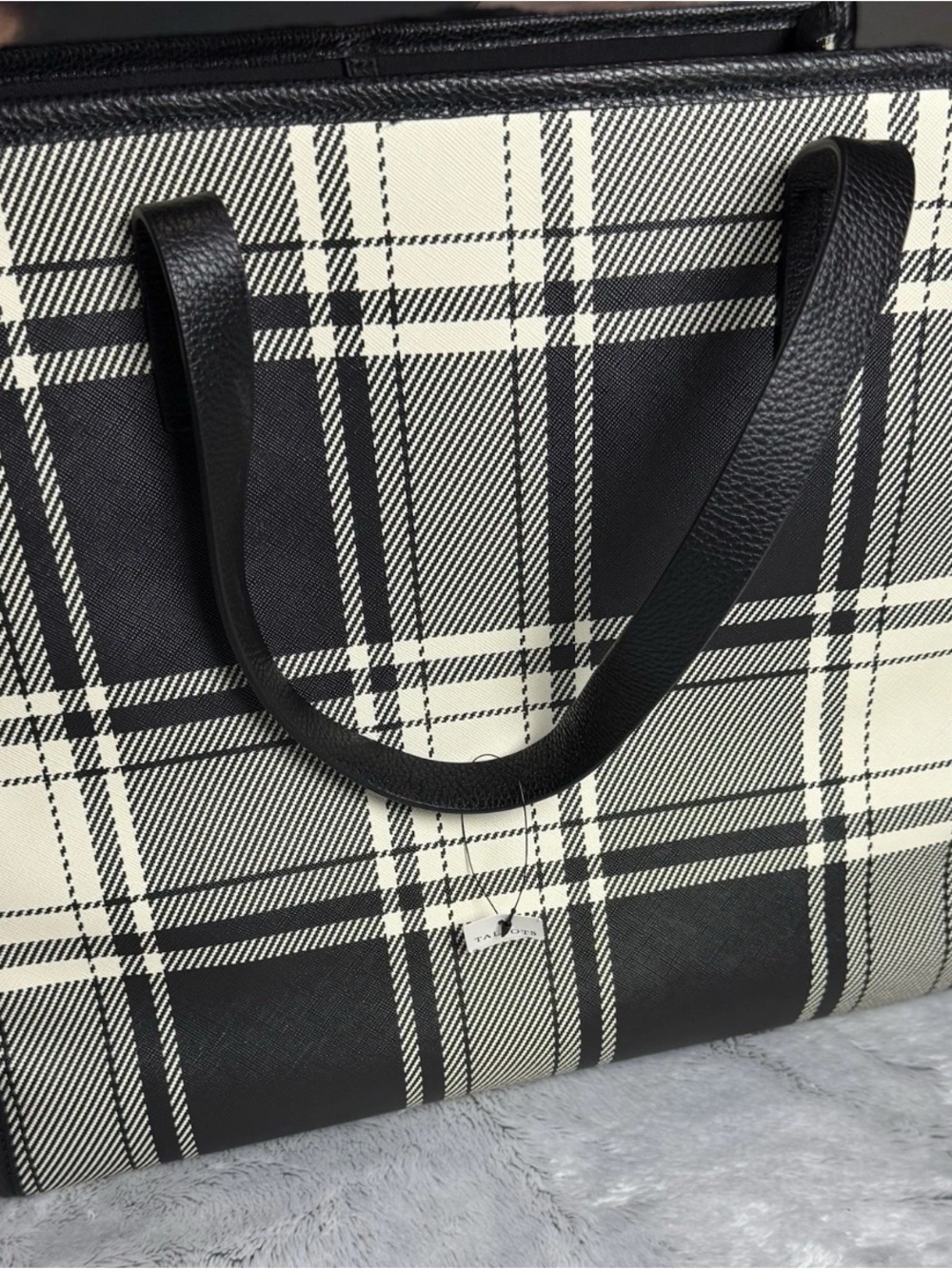Talbots minimalist large tote black and off white excellent bag purse carryall
